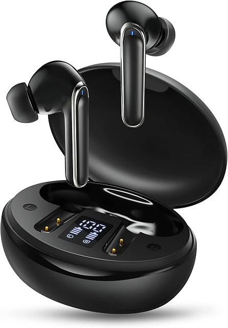 Wireless Earbuds, Bluetooth Headphones HiFi Stereo, In-Ear Wireless Headphones with 50H Playtime, LED Power Display and USB-C Charging, Wireless Earphones Built-in Mic, IPX5 Waterproof, Touch Control
