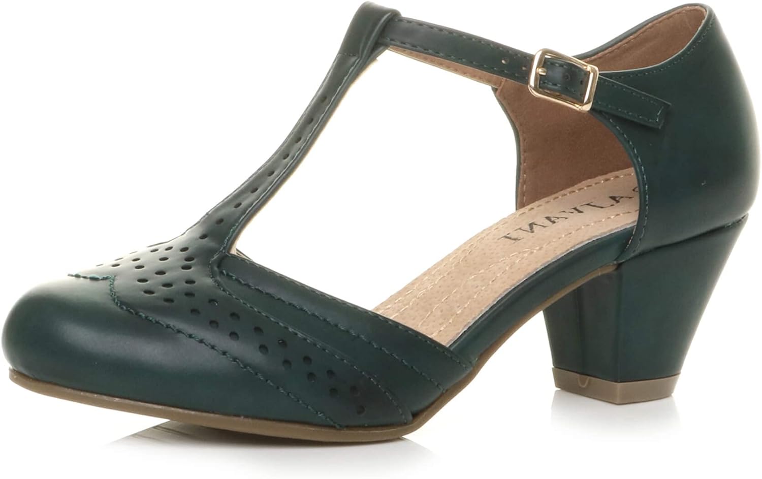 Lizoleor Femmes Vintage Dentellets Bout Carré Richelieu Chunky Escarpins