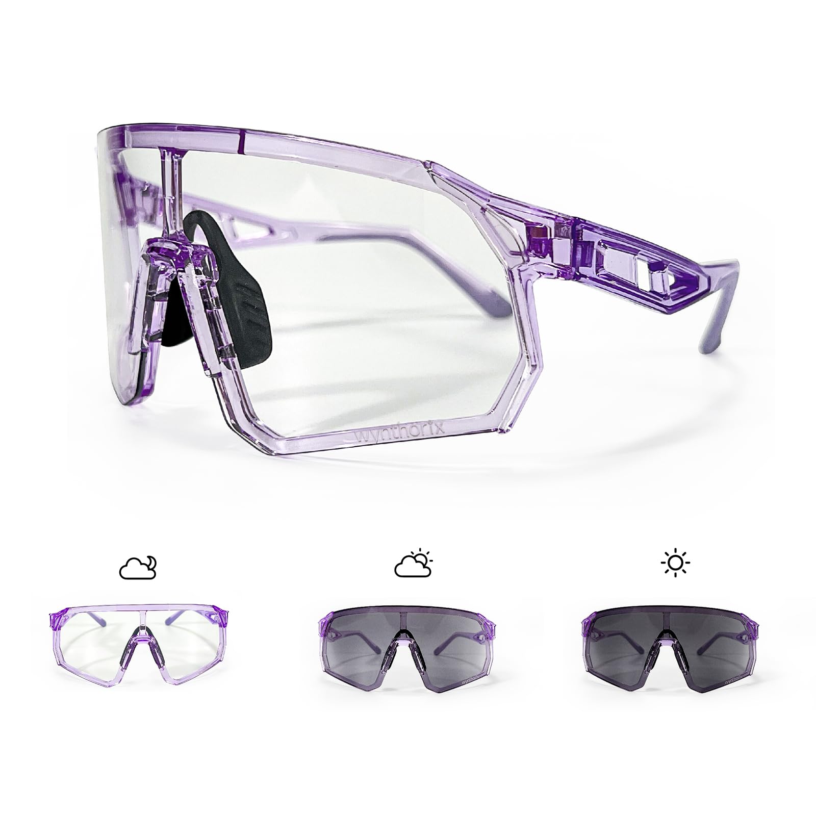 Pickleball-Brille für Damen, ANSI Z87.1, Schutzbrille, photochrome Gläser, klar bis dunkel, 99,9 % UV-Schutz, Sicherheits-Sonnenbrille, verstellbar, rutschfest, Nasenpolster, beschlagfrei,