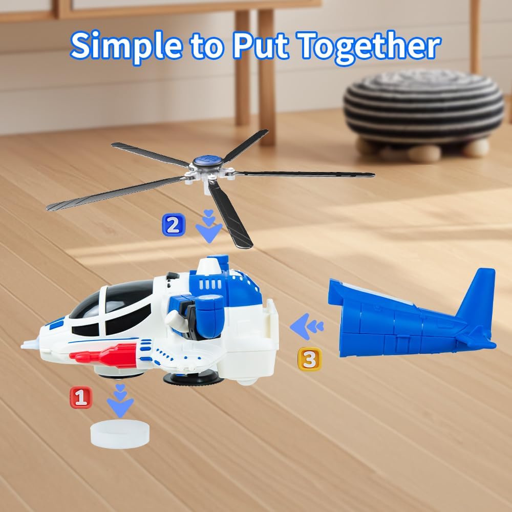 Helicopter Toy for Kids,Boys with Lights and Sounds, Kids Play Airplane, 360°Freedom and Operated Automatic Plane,Airplane Toys for 3 4 5 6 Year Old Up Toddler Boys Girls Birthday Party Favors(Blue)