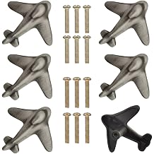 6 Pack Airplanes Knobs Door Handle Cabinet Pull Dresser Single Hole Plane Shape Knobs Handles Drawer Pulls for Furniture Ancient Silver