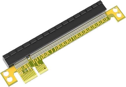 WLGQ PCIe x1 to x16 Riser Card, 180 Degree Vertical Adapter, Convert Motherboard PCI-E 1X/4X/8X Slot to 16X GPU Slot, Low Profile Graphics Card Extender for PC Build, Mining Rig - 1 Pack, Yellow Green