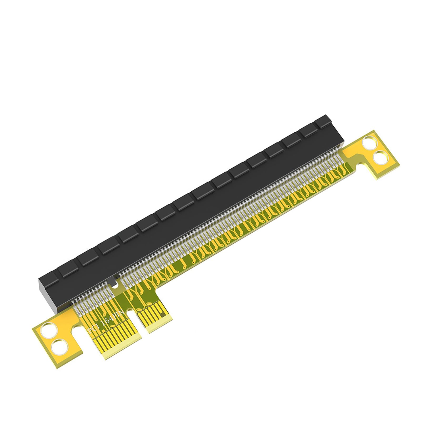 WLGQ PCIe x1 to x16 Riser Card, 180 Degree Vertical Adapter, Convert Motherboard PCI-E 1X/4X/8X Slot to 16X GPU Slot, Low Profile Graphics Card Extender for PC Build, Mining Rig - 1 Pack, Yellow Green