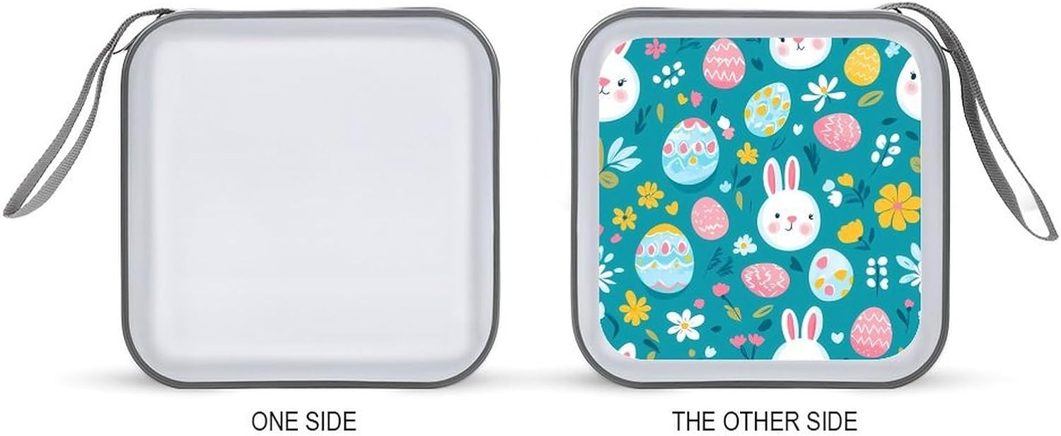 Easter Eggs Bunny Rabbits Protective CD Case Storage Rack 40 Capacity DVD Holder Organizer Car Travel
