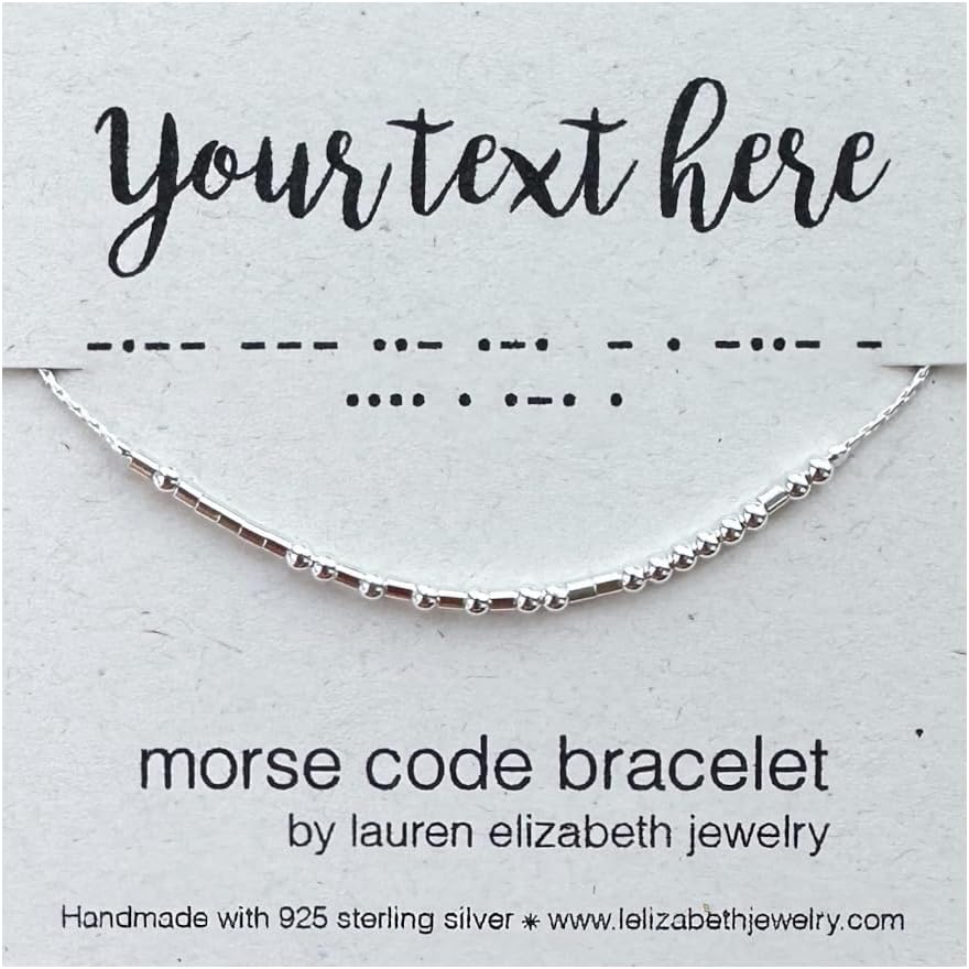 Personalized Morse Code Bracelet - Custom Name Jewelry - Hidden Message Bracelet for Women - Sterling Silver Gift for Her - Customized with your own word, name, date or phrase