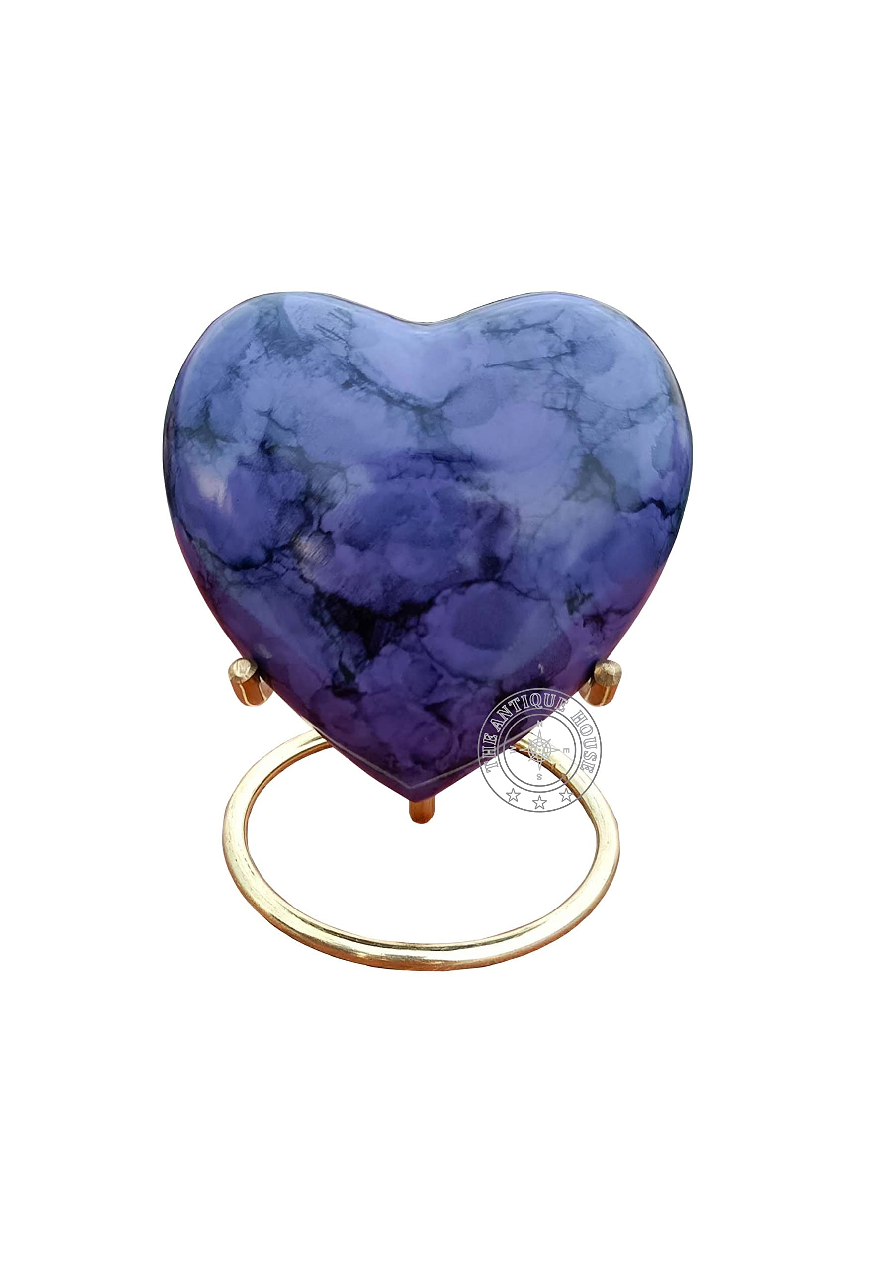 Urna de cremación morada para cenizas, recuerdo de corazón, urna con caja negra y soporte de latón, mini urna para tu ser querido adulto y entierro funerario para adultos y bebés
