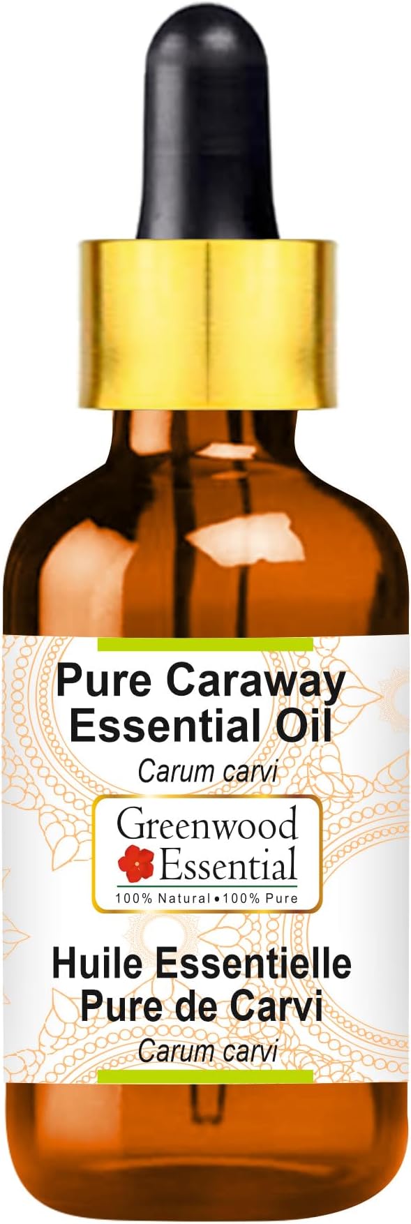 Pure Caraway Essential Oil (Carum carvi) with Glass Dropper Steam Distilled 5ml (0.16oz)