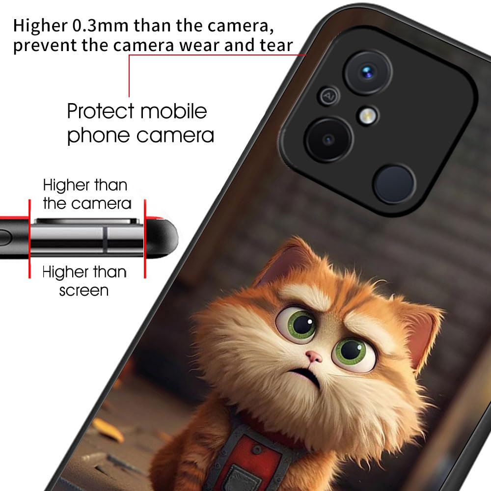 TBNMBGY [2 pezzi Black Cat Cover per Xiaomi Redmi 12 4G 6,79,Cartoon Anime Gatto Carino Kawaii Estetica Motivo Cover,Custodia Protettiva TPU Silicone Antiurto Case,Funny