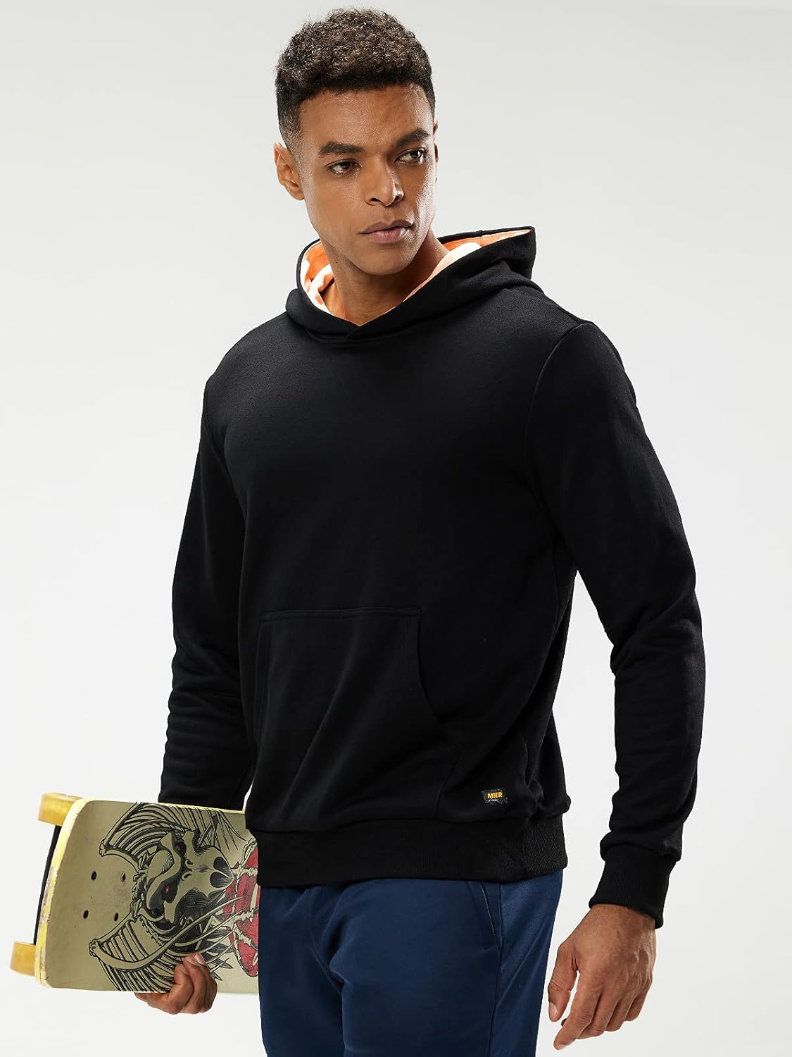 MIER Men's Hooded Sweatshirt Terry Fleece Hoodie Pullover Long Sleeve Tops with Pocket, Midweight at  Men’s Clothing store