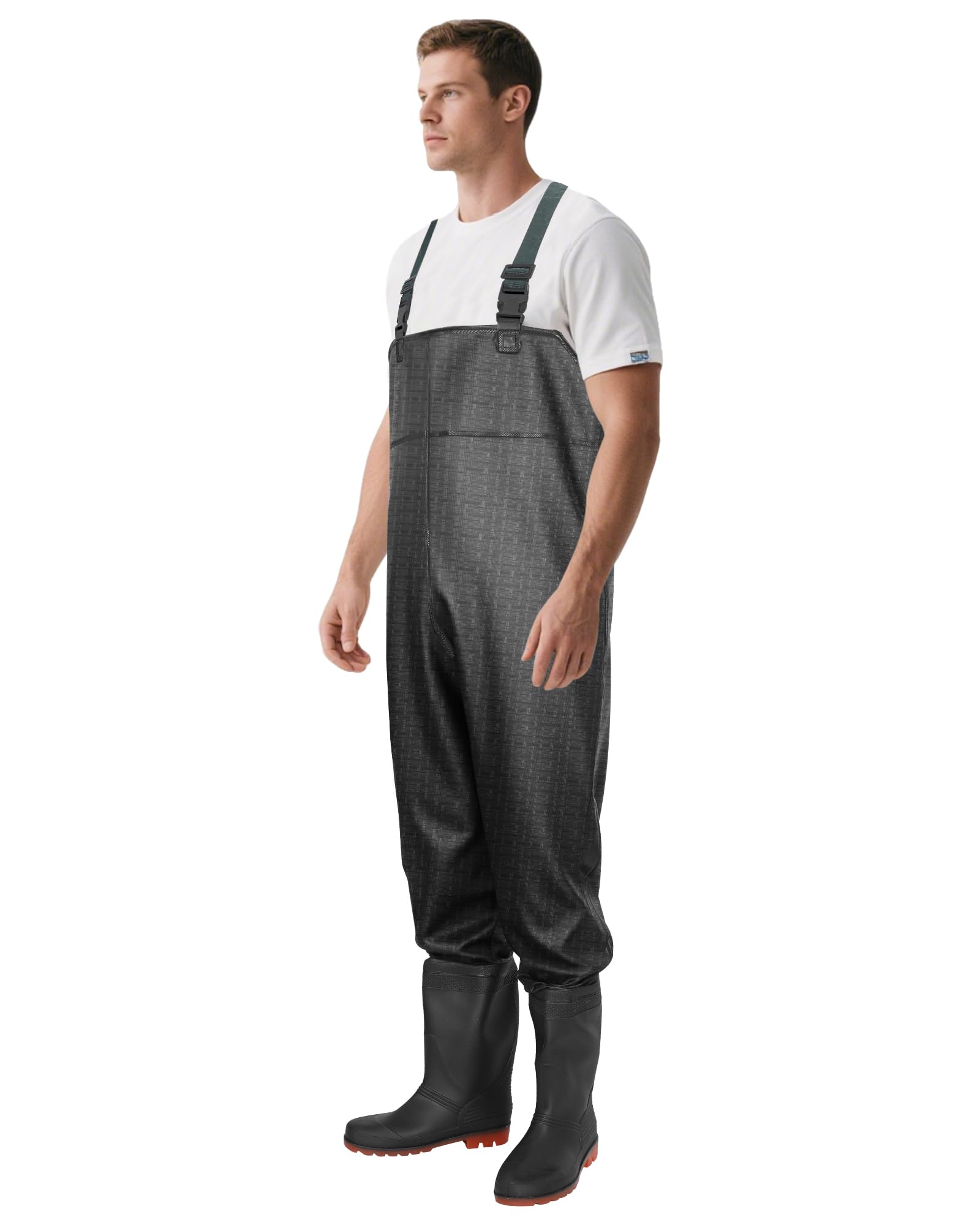HOLULO Fishing Waders for Men Women, Nylon Fishing Chest Waders with PVC Boots,Waterproof Breathable Black Hunting Waders for Work Carp Fly Fishing Crosswater Gardening, Size 11