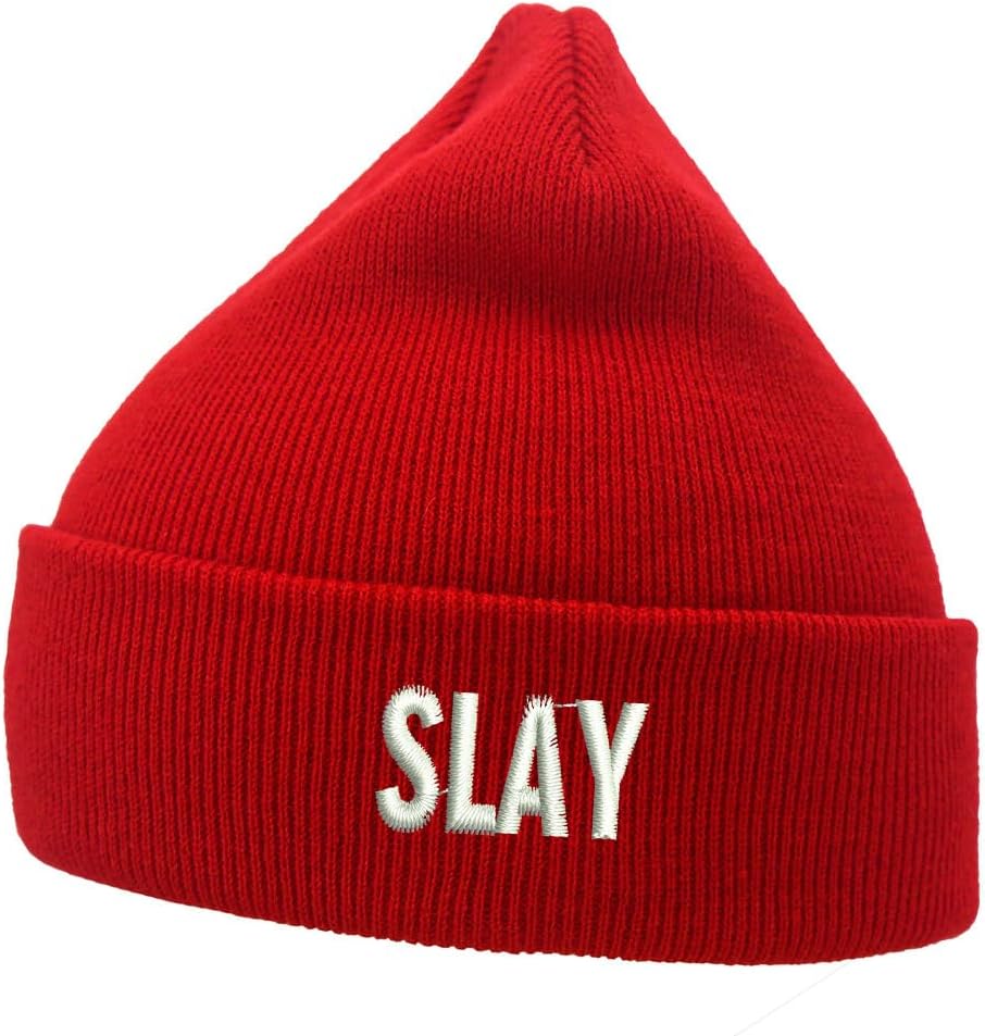 Mens Beanie Knit Hats Slay Embroidered Unisex Casual Beanies Hats for Winter