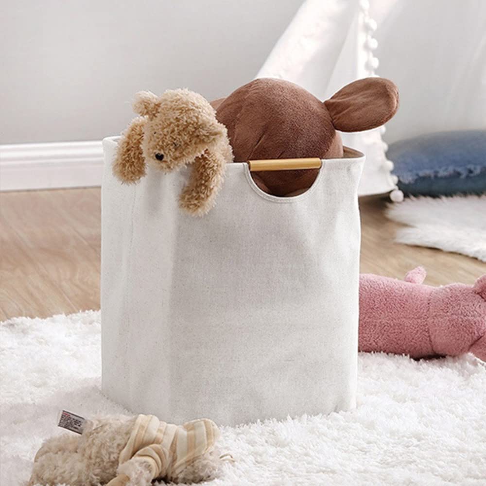Cesto Ropa Sucia Plegable Portátil 40×30×30 cm con Mango de Madera, Impermeable para Salas, Dormitorios, Viajes