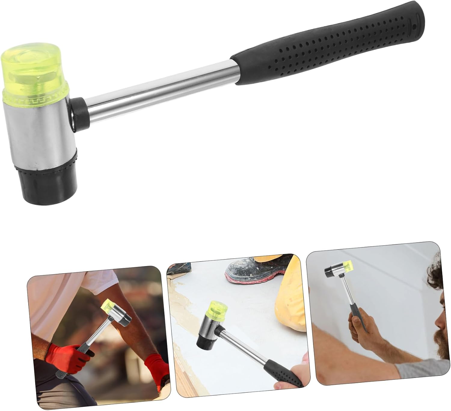 Hemobllo Double-sided Rubber Hammer Non-slip Handle for Flooring Installation Jewelry Making Crafts Mallet for Tiling and Woodworking Projects
