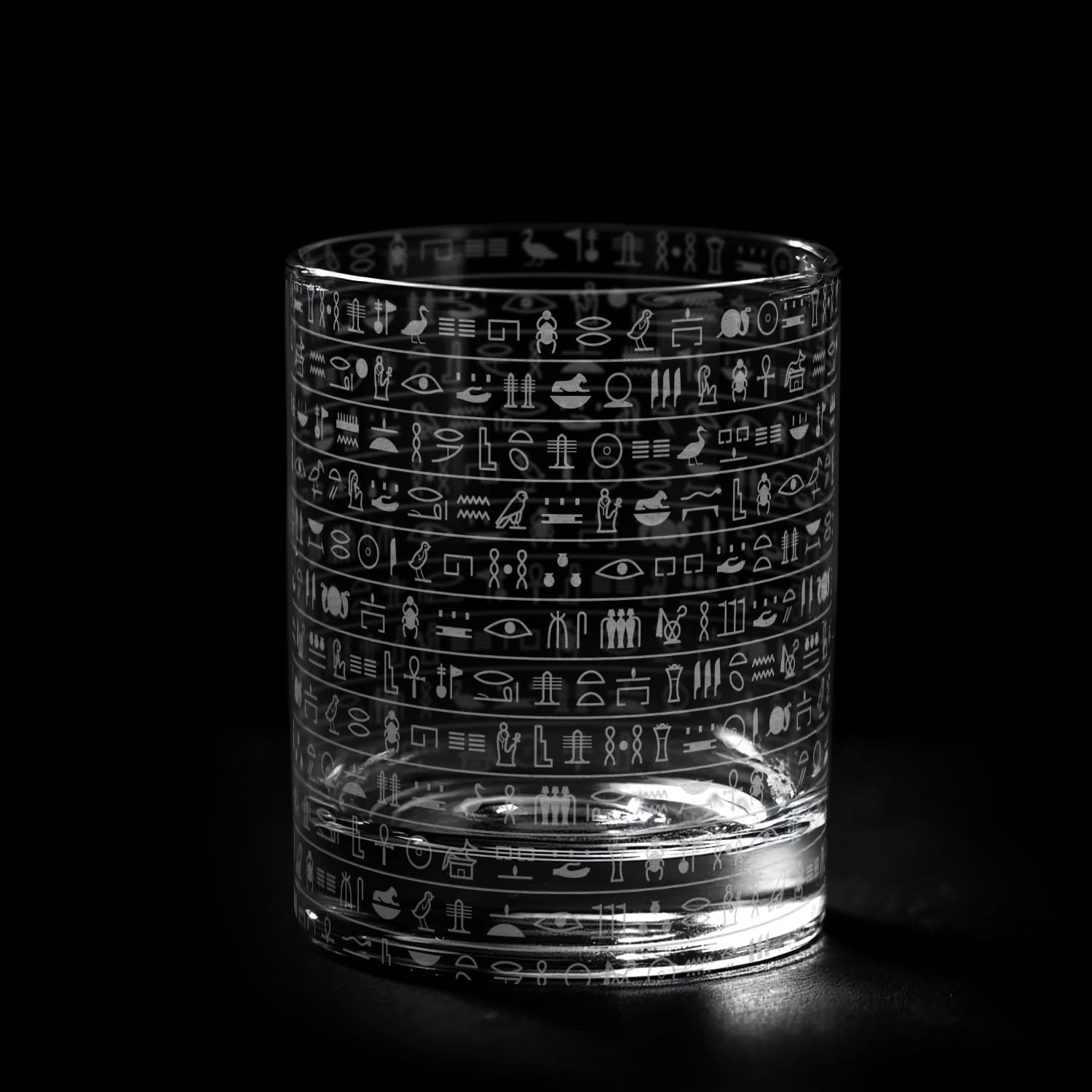 HIEROGLYPHICS Engraved 11oz Whiskey Glasses | Egyptian Deity Handcrafted Glassware | Hieroglyphic Symbols of Ancient Egypt | Unique History Gift