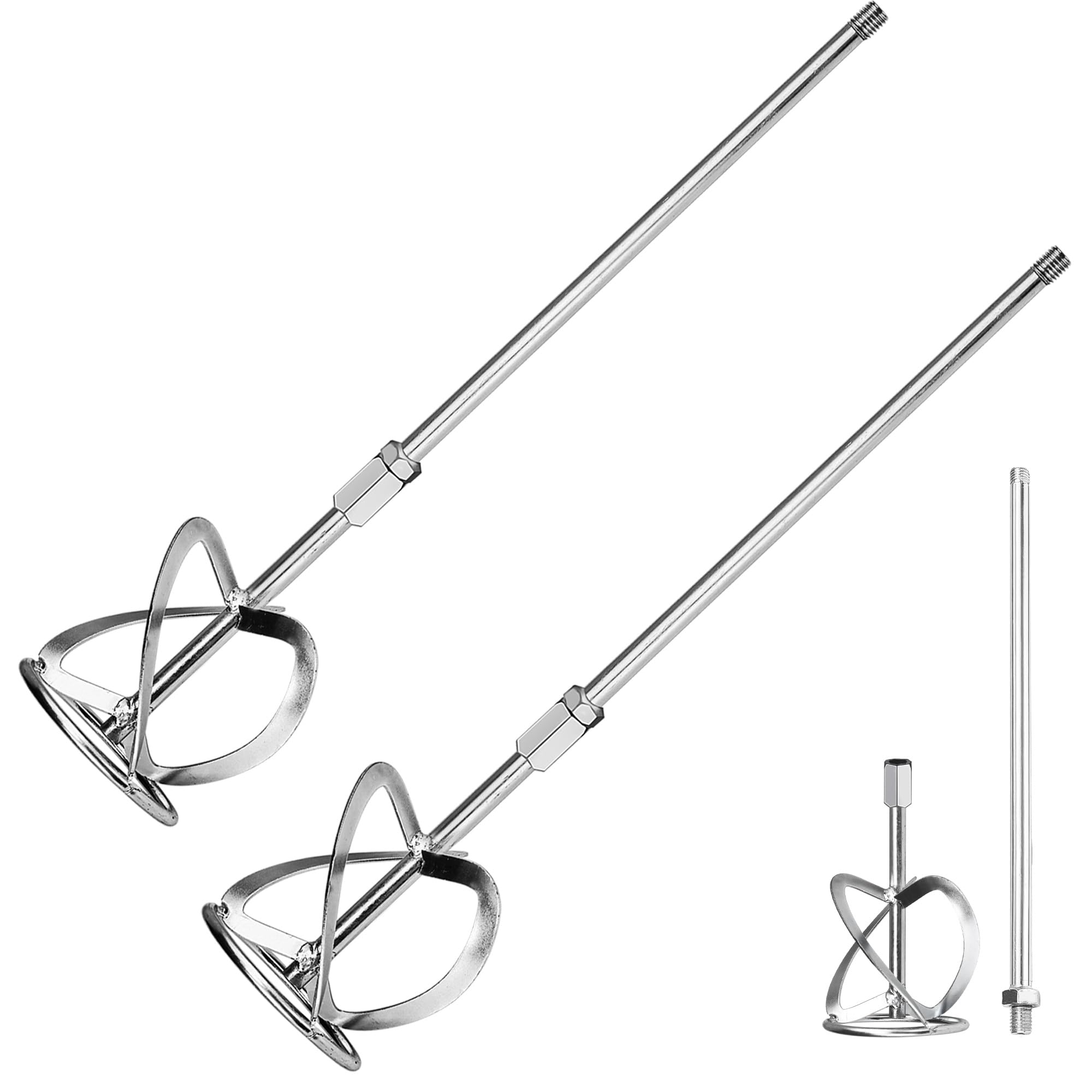 NorthSpoor Concrete Mixing Head, Cement or Paint Mixer Drill Bit Accessories, Exclusive Accessories For M14 Mixer, Segmented S Mixing Head, 23.63Inche (2pcs)