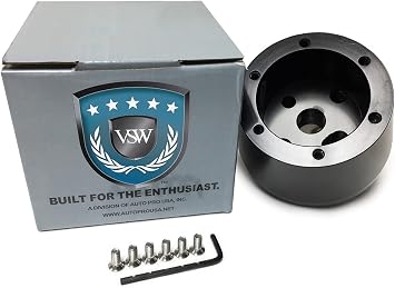 VSW Steering Wheel Hub Adapter 6 Bolt Black Compatible with 1955-1963 & 67-68 GM Passenger, 1960-73 GM Truck STH1011BLK