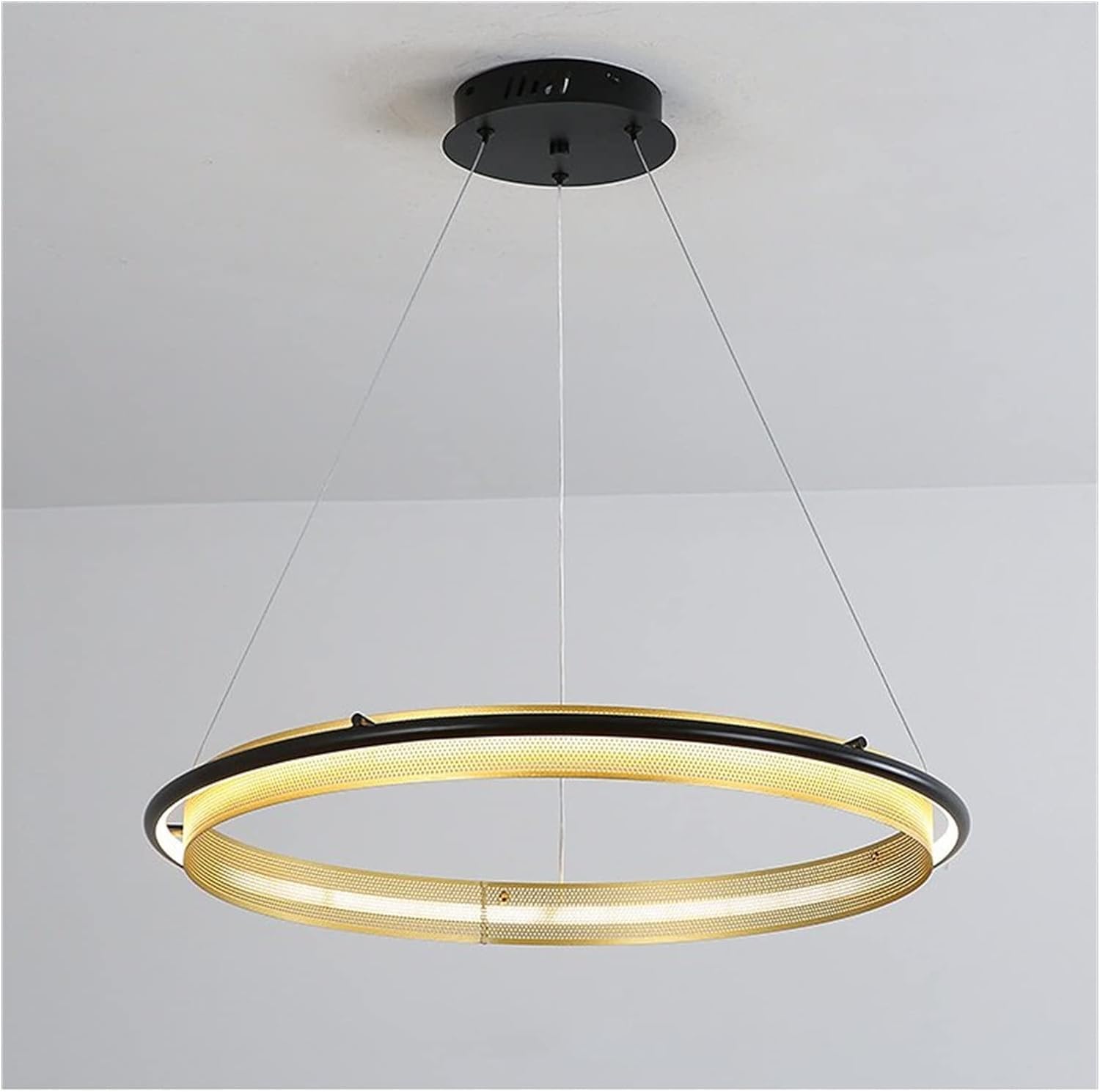 TQHGM Ring Licht kupfer rund Luxus Pendel Lampe Deko Pendel Licht kompatibel mit Villa Esszimmer im Wohnzimmer Art, S, Dia40cm