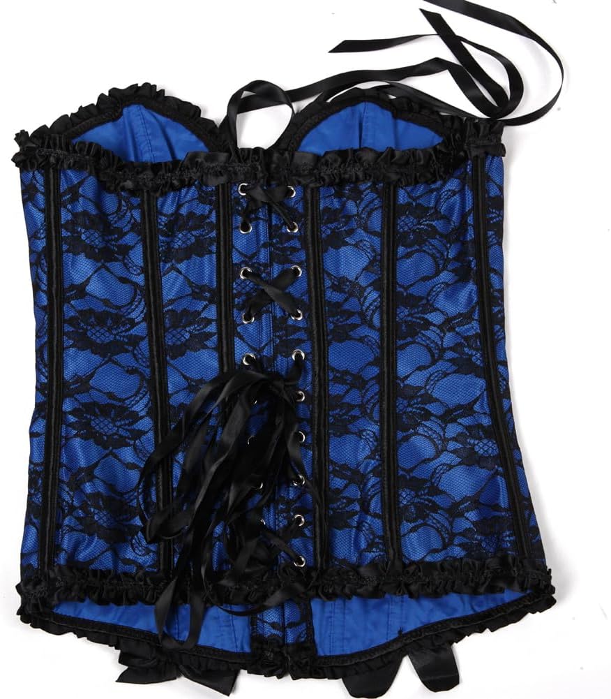Jutrisujo Renaissance Halloween Corset Dress Top Busiter Women's Gothic Satin Lace up Outfit Plus Size Vintage