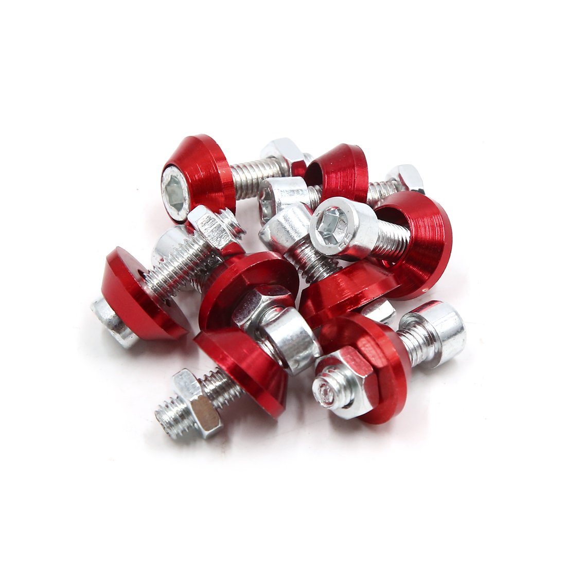 Generic 8pcs M6x1.0 Motorcycle License Plate Frame Screw Bolts Cap Fasteners Red