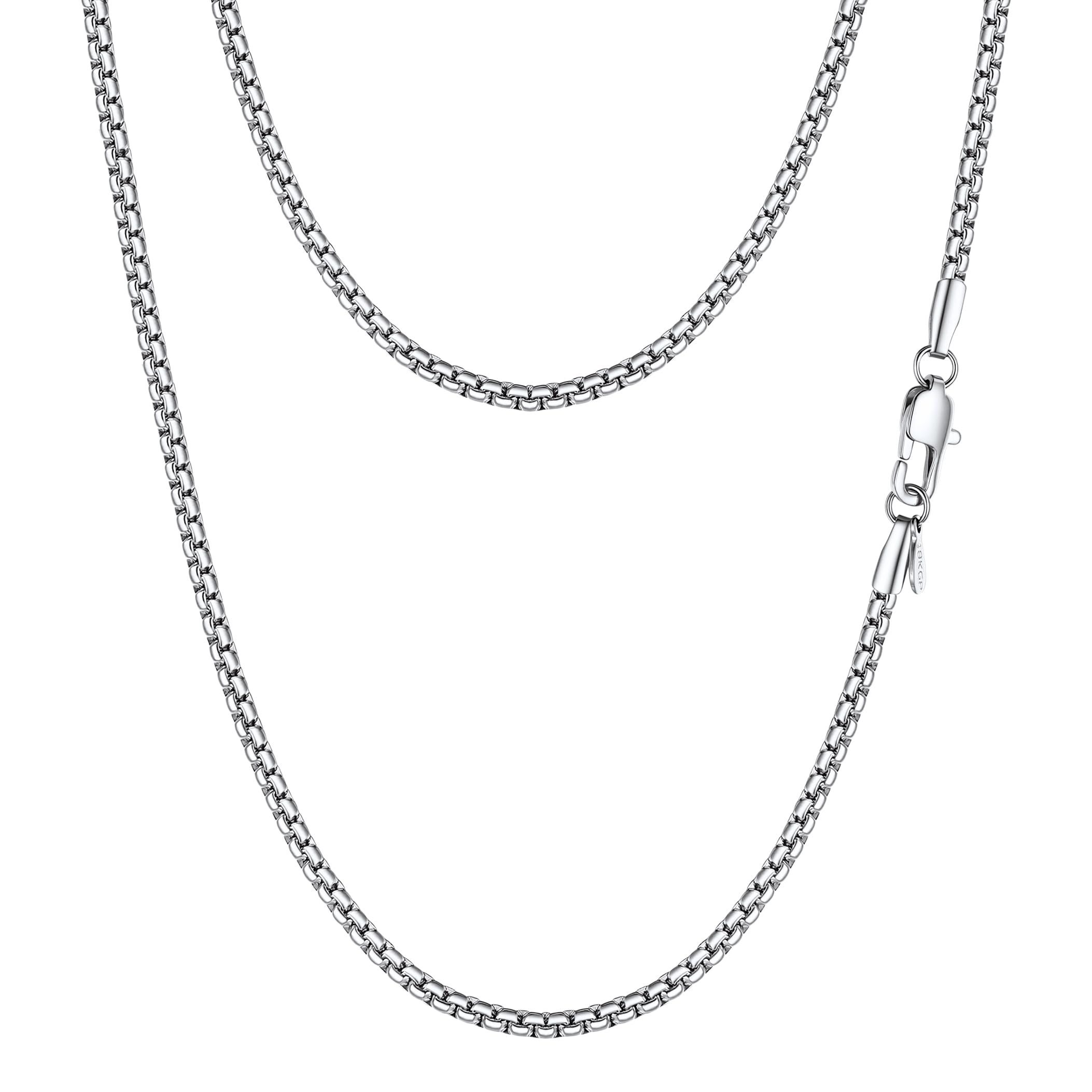 PROSTEEL Stainless Steel Flat Box Link Chain Necklace for Men