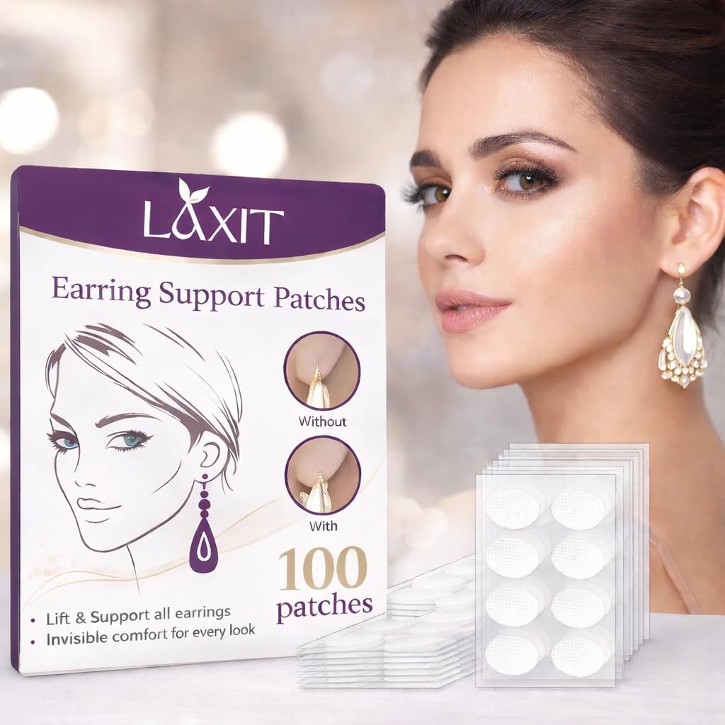 Invisible Earlobe Support Patches for Heavy Earrings, Transparent Ear Lobe Tape for Jhumkas, Hoops, Danglers, Big Hole Ear Support & Lobe Lift Stickers for Women and Girls Comfort Wear (Pack of 100)-image-39