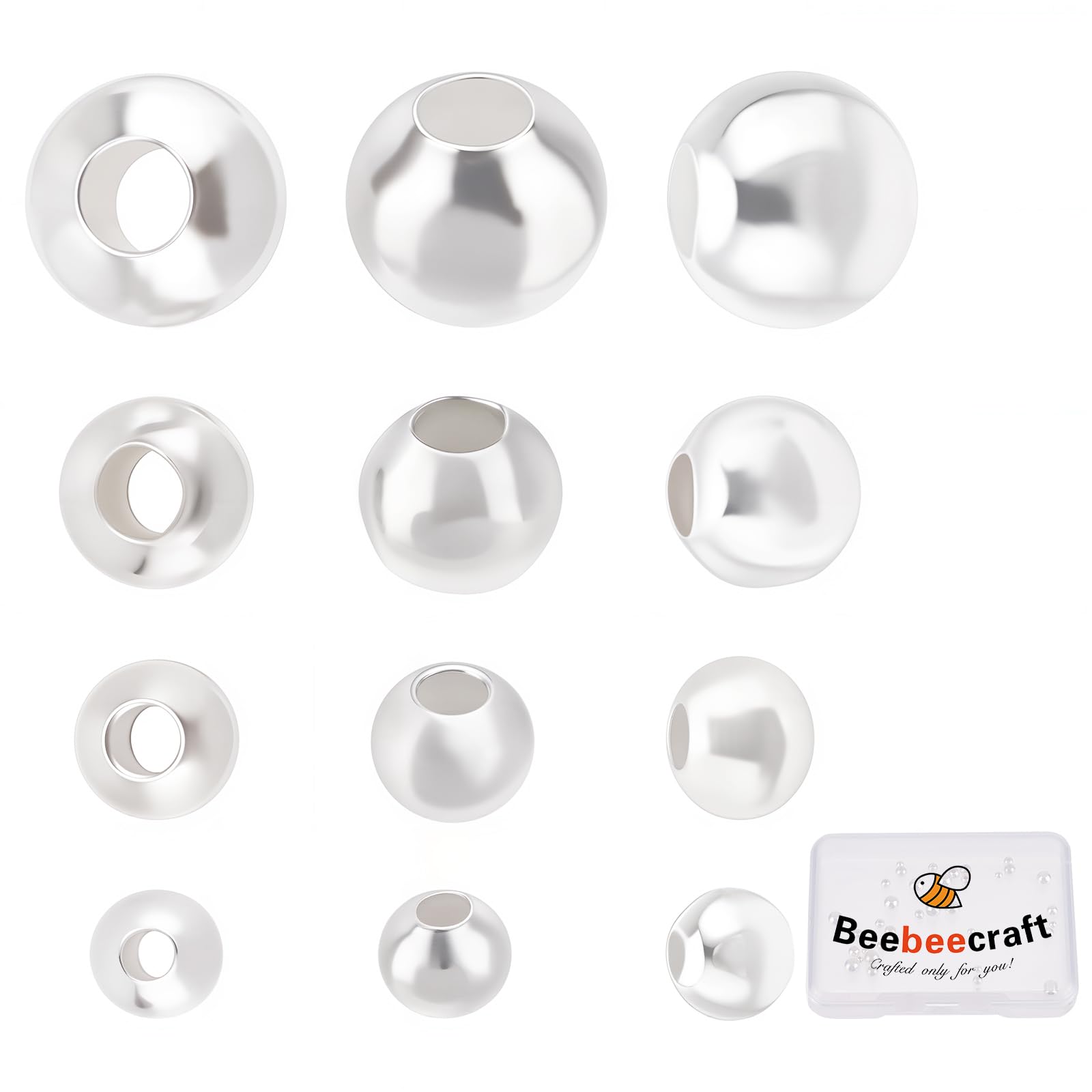 10 Stuks 6mm Sterling Zilveren Kralen - – Sterling
