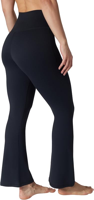 Yogalicious Womens Crossover High Waisted Flare Legging Squat Proof Yoga Pant 29" & 31.5" Inseam - Black 29" - XL image 3