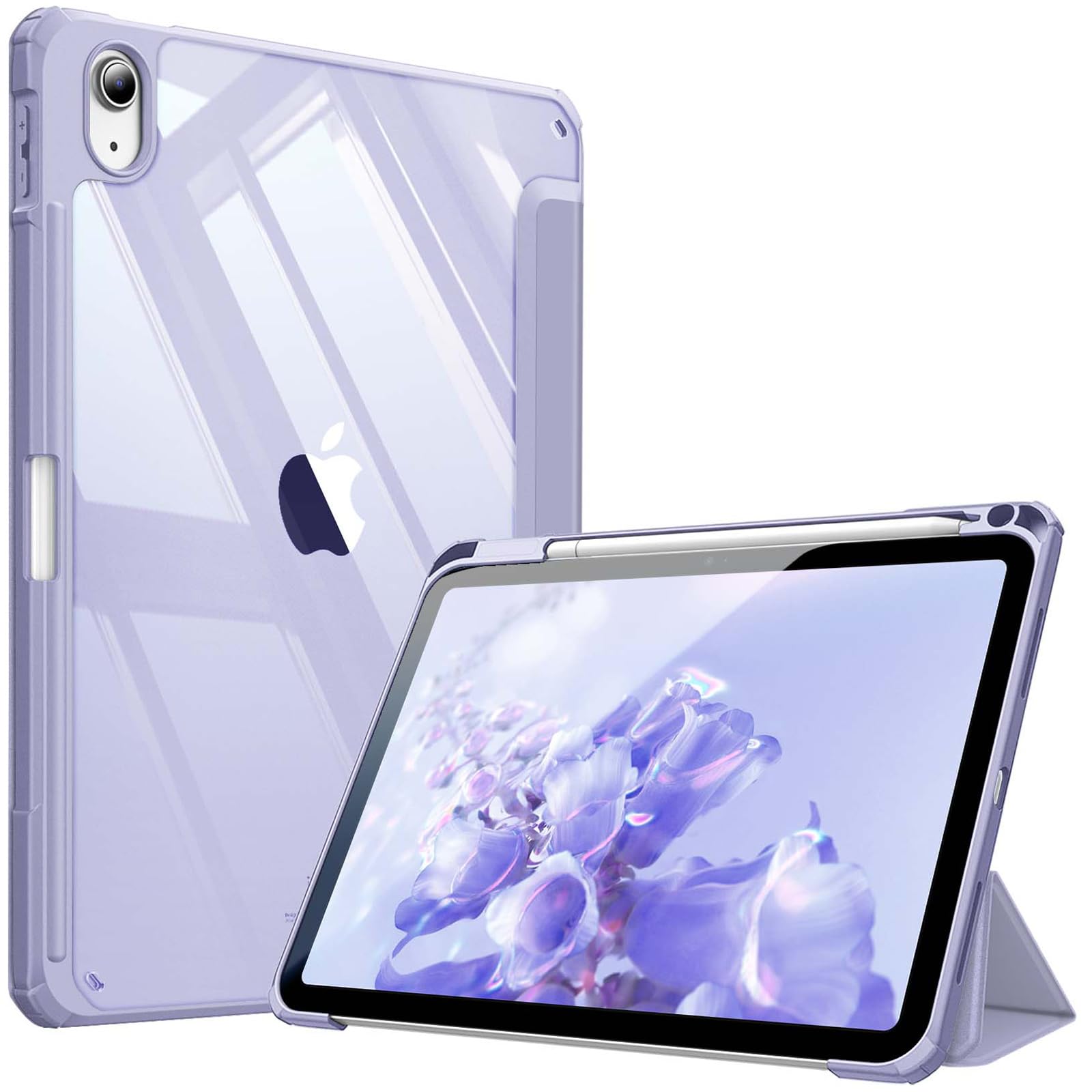 Fintie Hybrid Hülle für iPad (A16) 11 Generation 11 Zoll 2025, iPad 10 Generation 10.9 Zoll 2022 mit Stifthalter - Stoßfeste Schutzhülle mit transparenter Hartschale auf der Rückseite, Violett