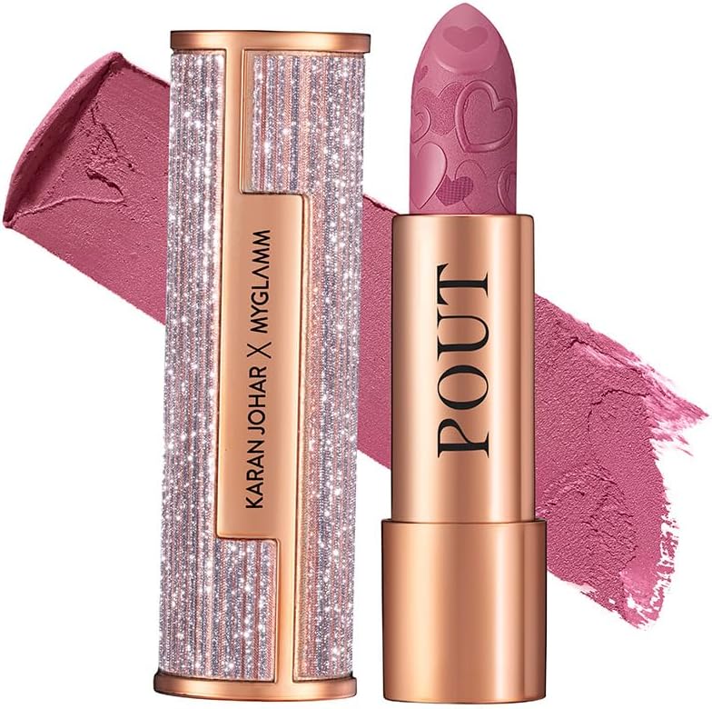 MyGlamm POUT by Karan Johar Intense Matte Plumping Lipstick - Paparazzi Pout (Mauve Pink Shade) | Highly Pigmented, Long Lasting, Lightweight, Creamy Matte Lipstick For Lip Makeup (4g)