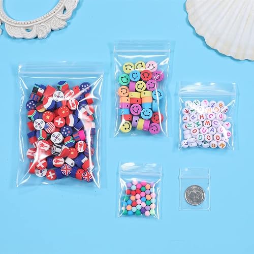 Miniatura 3 de 200 bolsas pequeñas de polietileno transparentes con cremallera de 1.5 x 1.5 pulgadas de grosor de 2.4 mil, mini bolsas de plástico resellables con