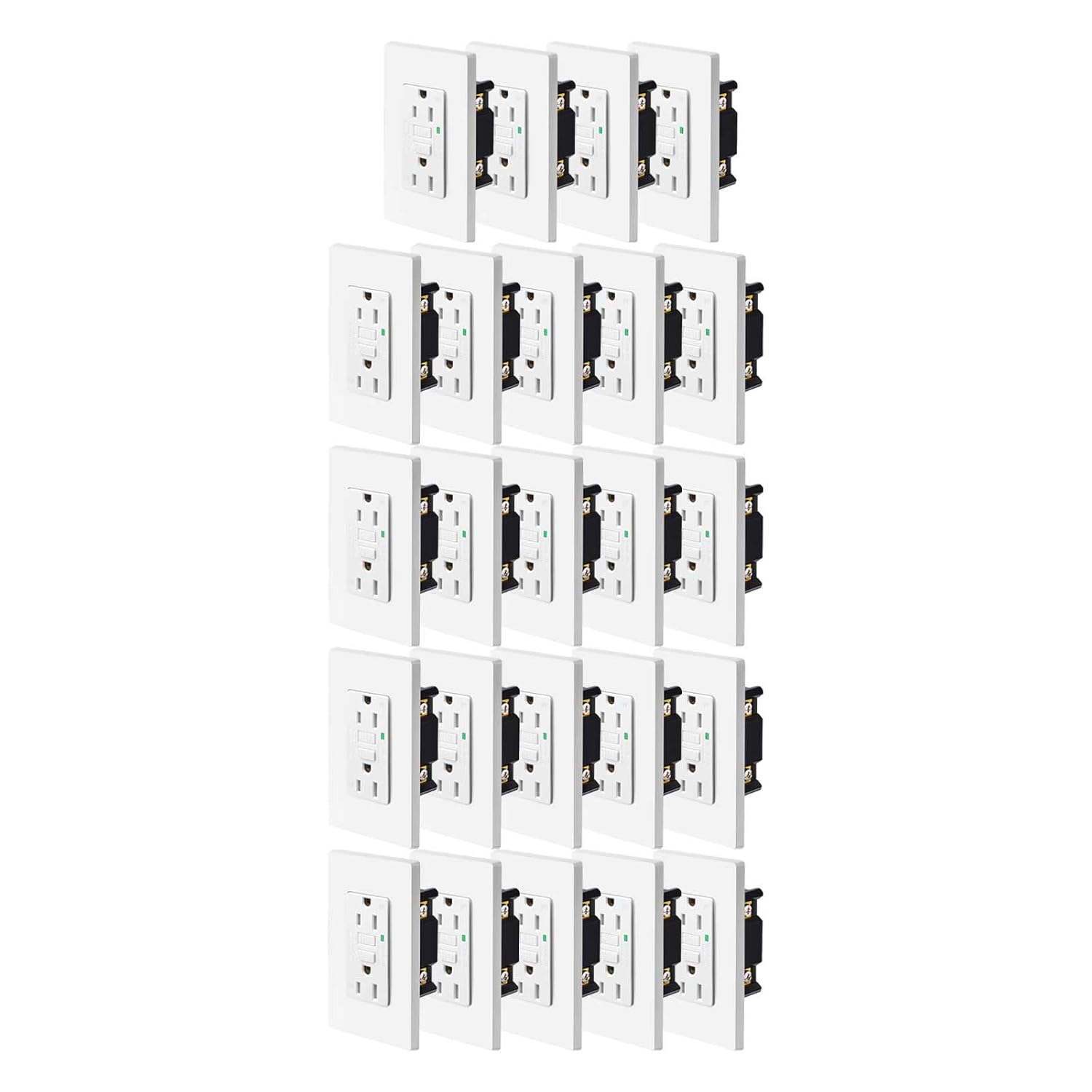 GFCI Outlet 15 Amp,Nineleaf 24PK 15A Tamper WR GFCI,Weather Resistant GFCI Plug with Screwless Plate,Outdoor Ground Fault Outlet with LED Indicator,Hospital Commercial and Resident Grade,ETL Listed