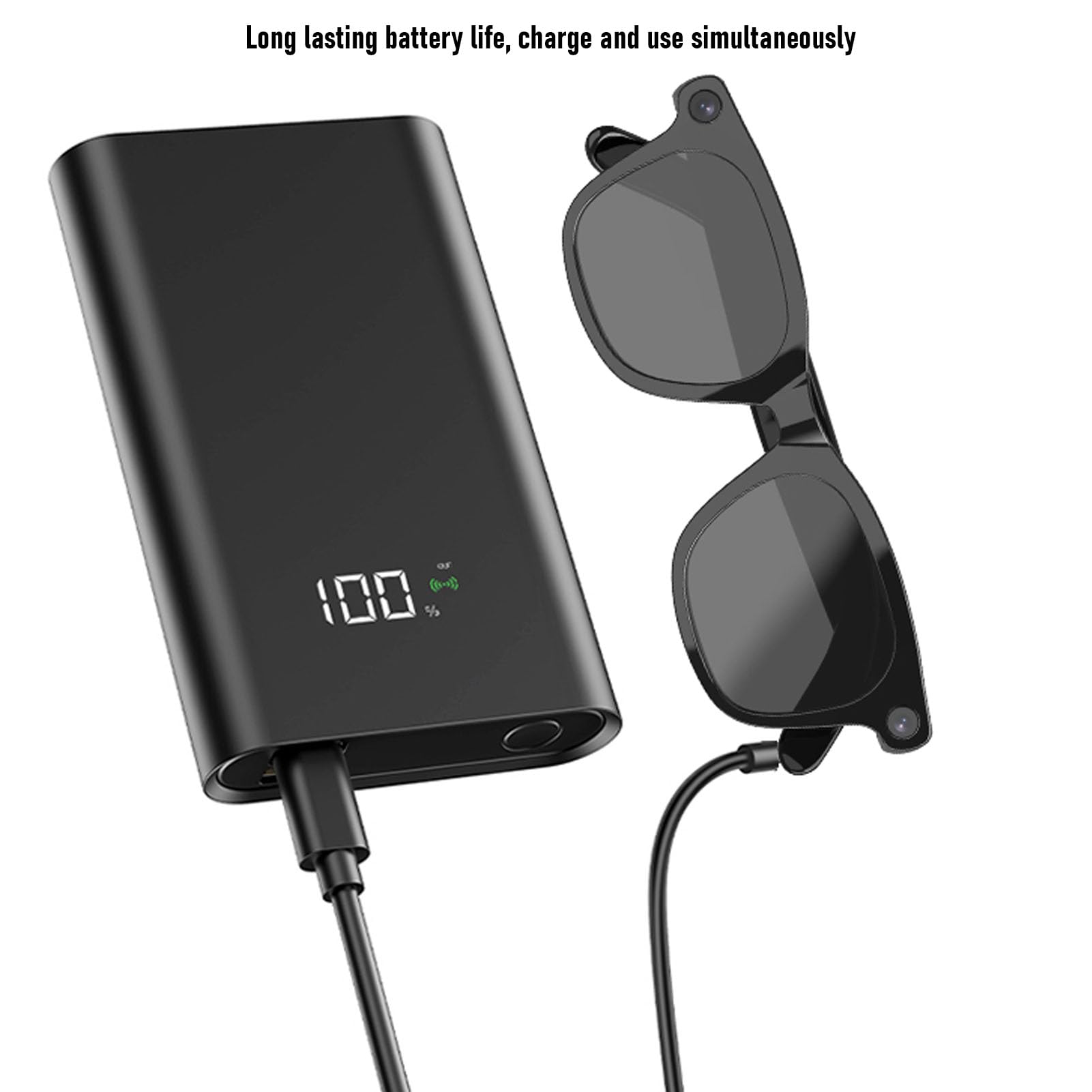 Lunettes de Caméra Anti-secousses, Lunettes Intelligentes AI avec Caméra HD 8MP, Bluetooth pour Enregistrement Vidéo 1080P avec Assistant AI, Appels Musicaux,