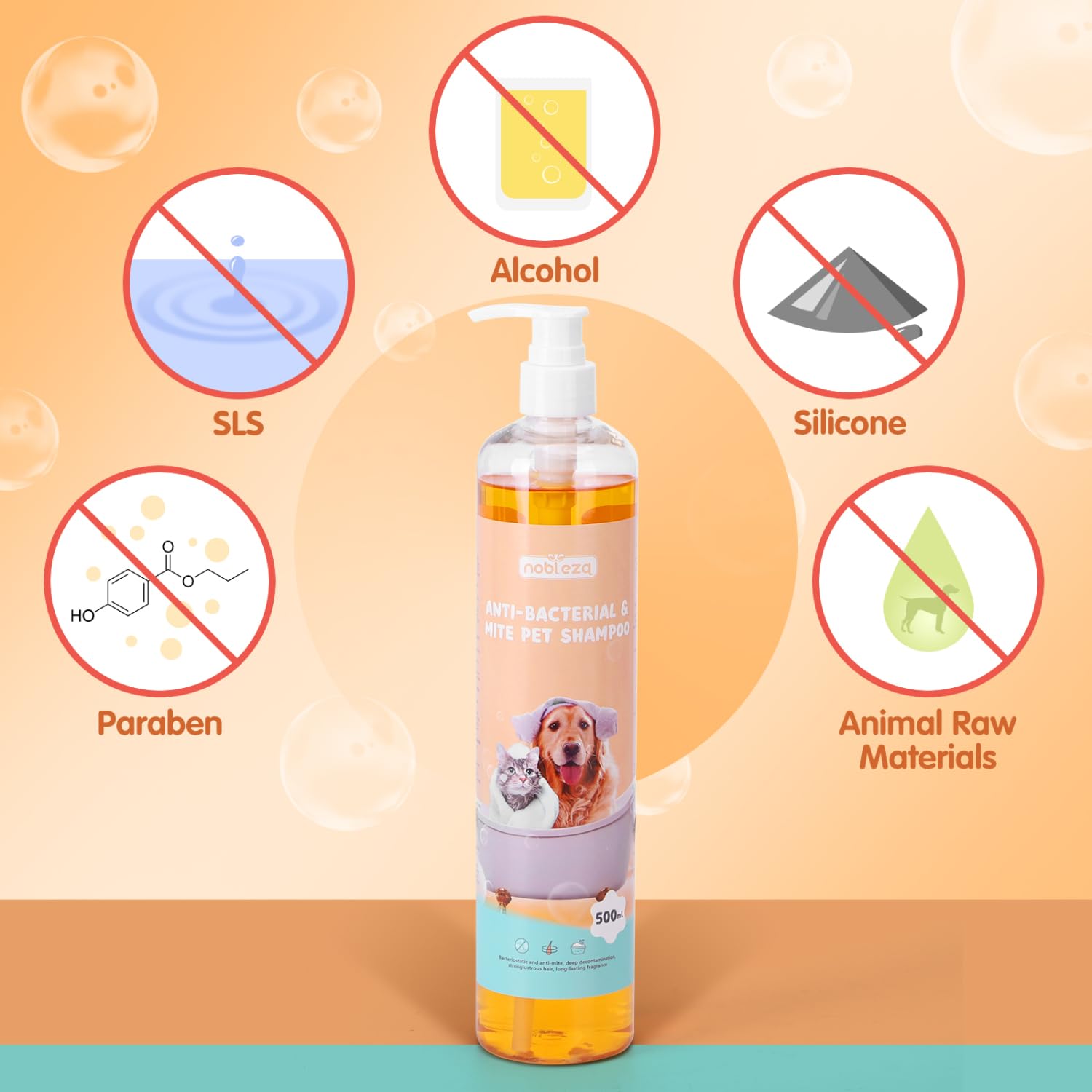Nobleza 2 Pack Dog Shampoo for Smelly Dogs Groom Professional Pet Puppy Cat Flea Shampoo for Itchy Skin Hypoallergenic 500ml*2 - Image 3
