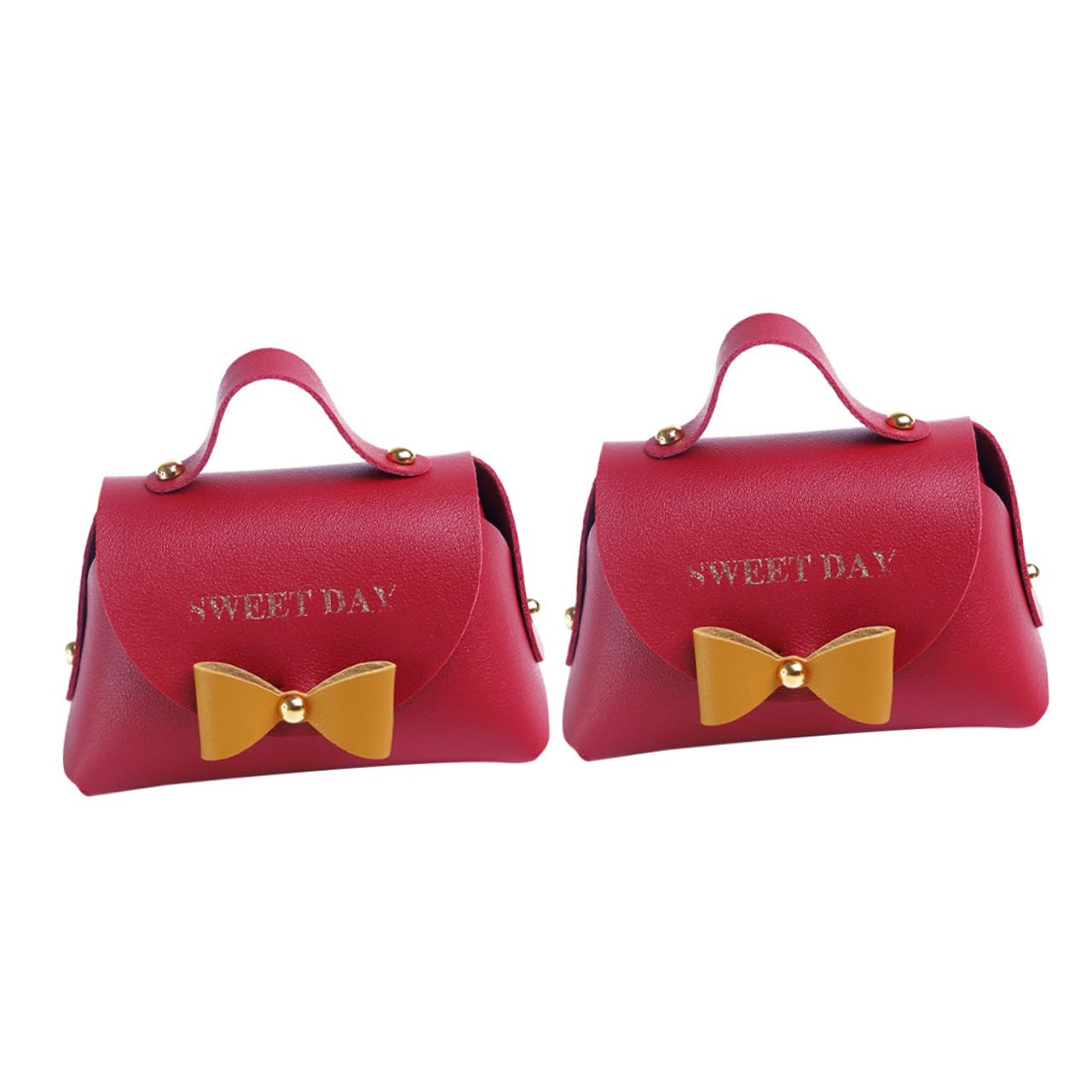 FOMIYES 2pcs Key Decoration Leather Wedding Candy Bag Beautiful Candy Pouch for Party Birthday Wedding Festival Red
