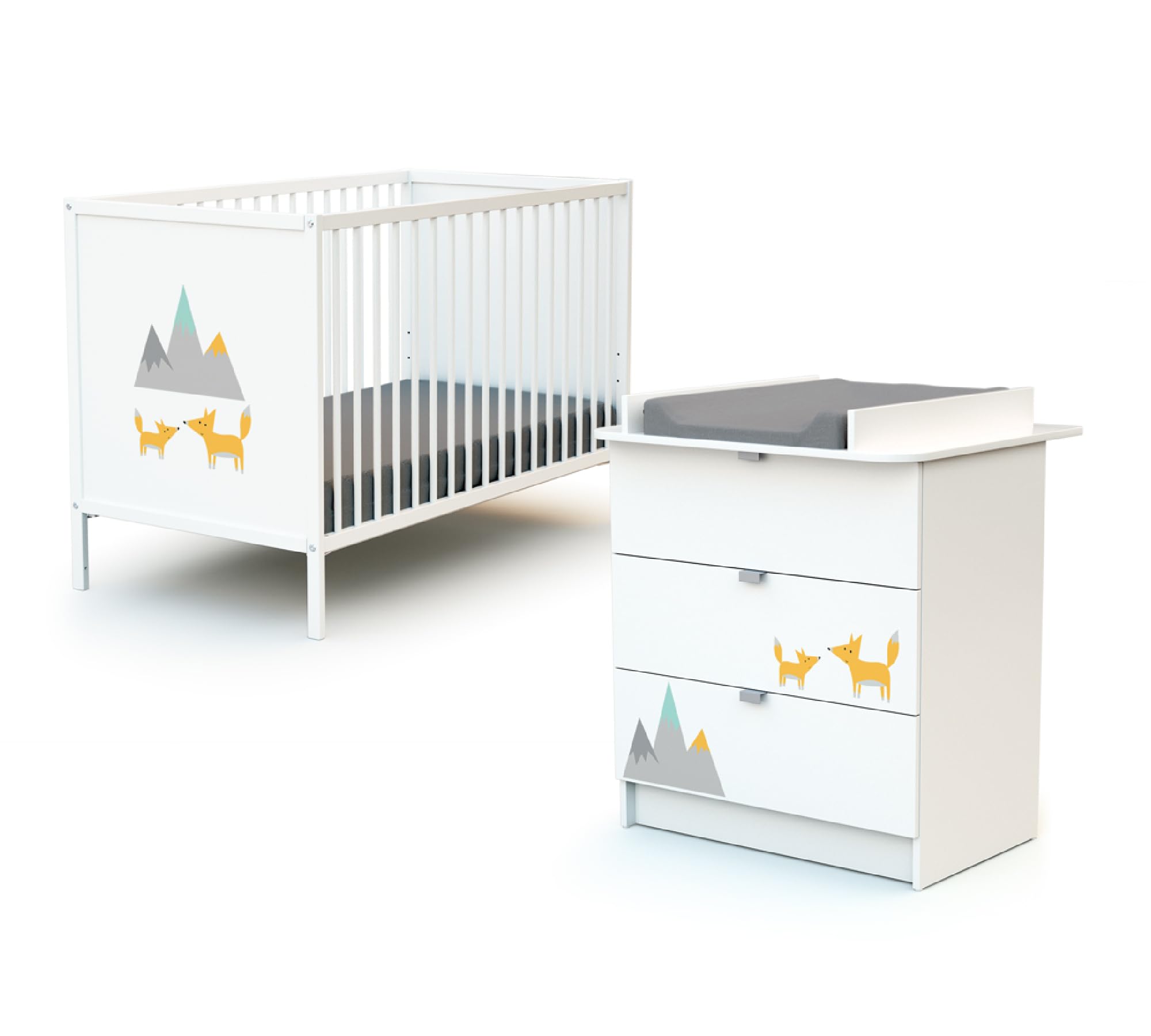 Webaby - Cassettiera fasciatoio 3 cassetti legno Renard - Bianco - 79 x 65,5 x 92 cm
