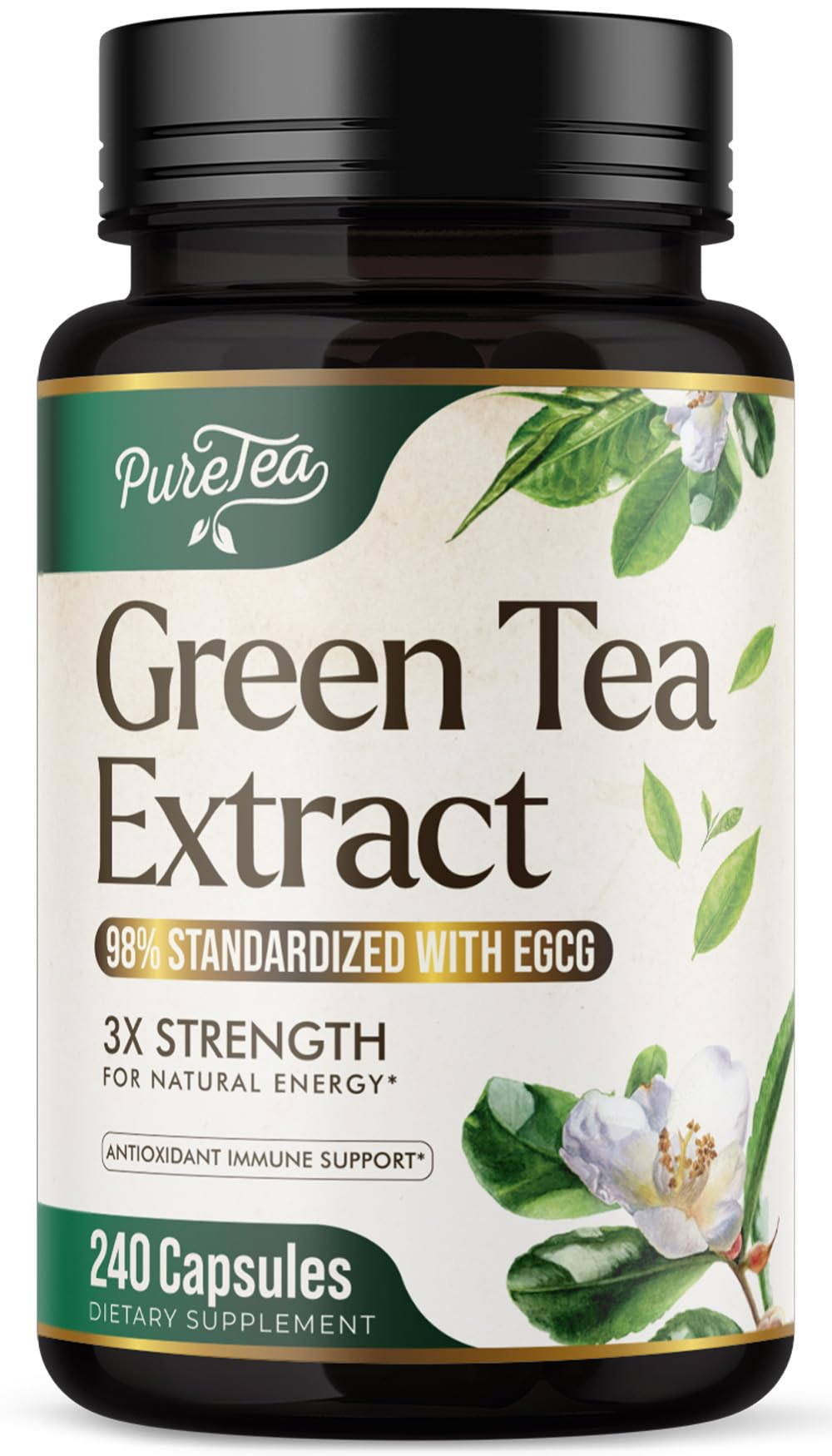 Green Tea Extract 1000mg - 98% Polyphenols & 45% EGCG Capsules - Extra Strength Green Tea Pill Supplement, Heart Support with Antioxidants, Natural Energy, Gentle Caffeine, USA Bottled - 240 Capsules 240 Count (Pack of 1)