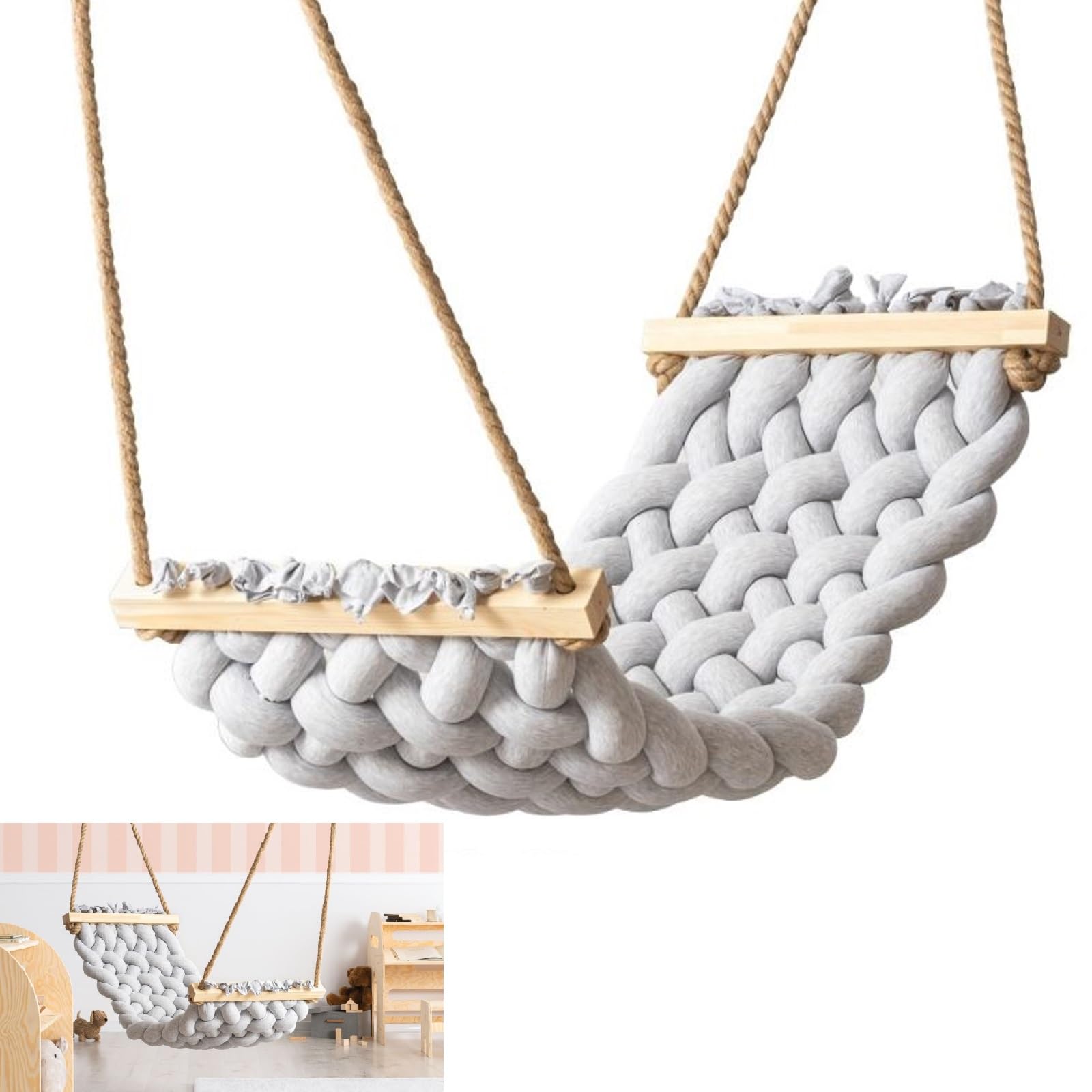 Unbekannt Hängematte Hängeschaukel 125x61 cm – Grau