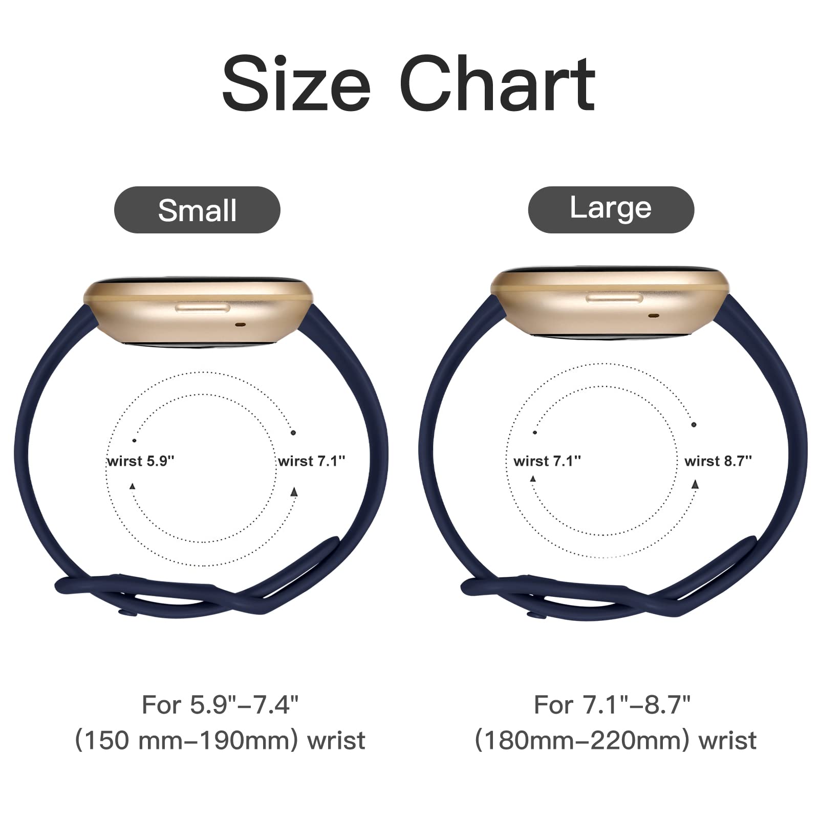 Charlam 6 Pezzi Cinturino Compatibile con Fitbit Versa 3/ Versa 4 Cinturino/Fitbit Sense/Sense 2 Cinturini, Cinturino di Ricambio per Sportivi Morbidi per Donna Uomo, Piccoli Grandi