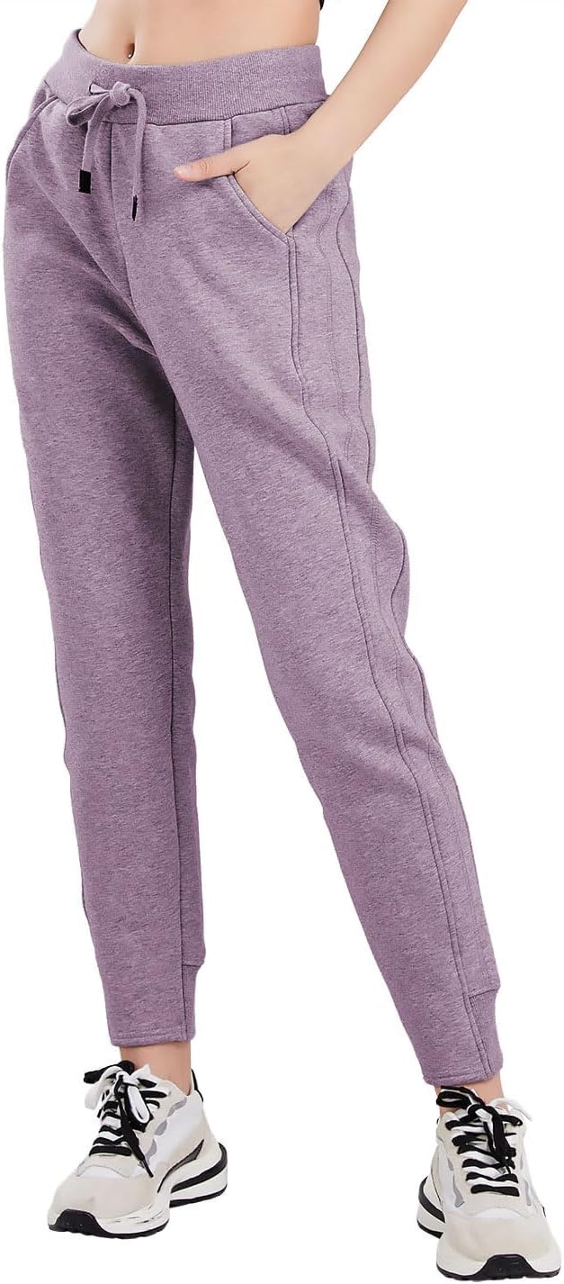 utcoco Women's Athletic Fit Thicked Fuzzy Sherpa Lined Warm Drawstring Tapered Jogger Sweatpant - Image 6