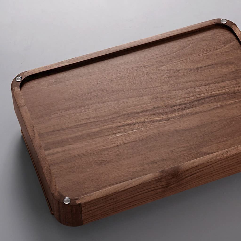 Plateau de service en bois avec poignées, idéal pour table basse, fête, restaurant (taille : L