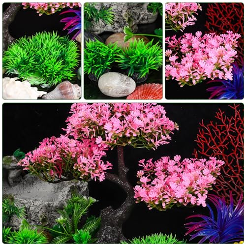 Plastic Aquarium Plants for Fish Tank Realistic Cherry Blossom Tree & Green Water Grass - Image 4