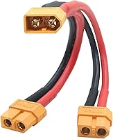 Vista 7 de Cable conector de batería paralelo XT60 corto, 14 AWG 1 hembra a 2 machos y divisor en Y, 3.93 pulgadas para cuadricóptero RC Multicopter