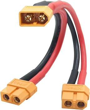 Short XT60 Parallel Battery Connector Cable 3.9", Y Splitter Adapter Plug