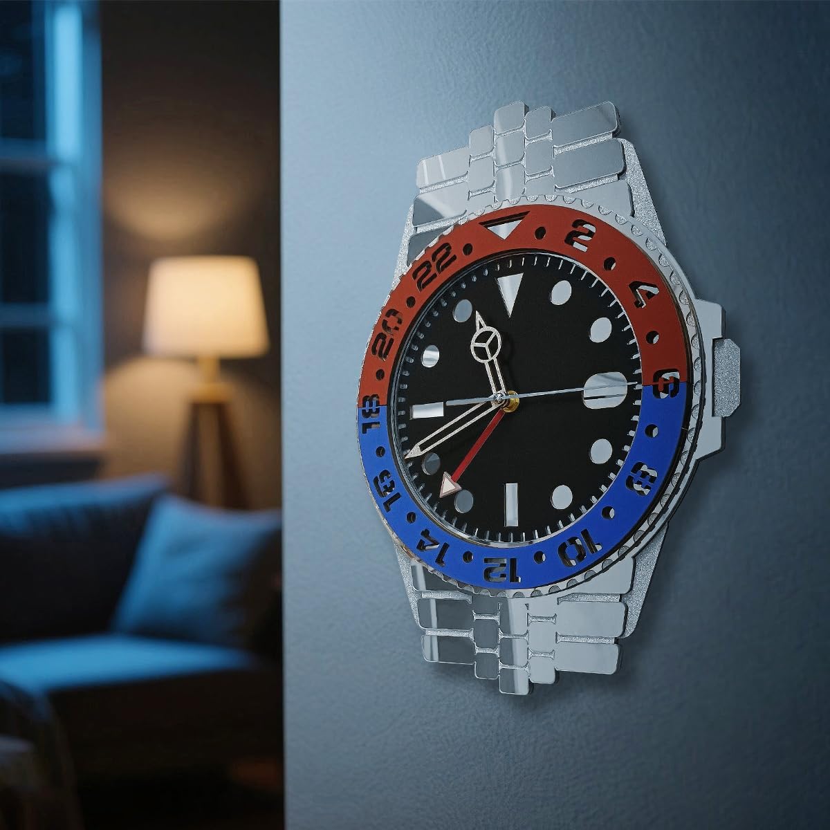 Luxury Wall Clock with a Wristwatch Appearance for Man Cave Bedroom Office Room Timepieces Shop Art Modern Design Home Decor Wall Watch Large Analog Silent Non Ticking Clock Watchmaker Gift