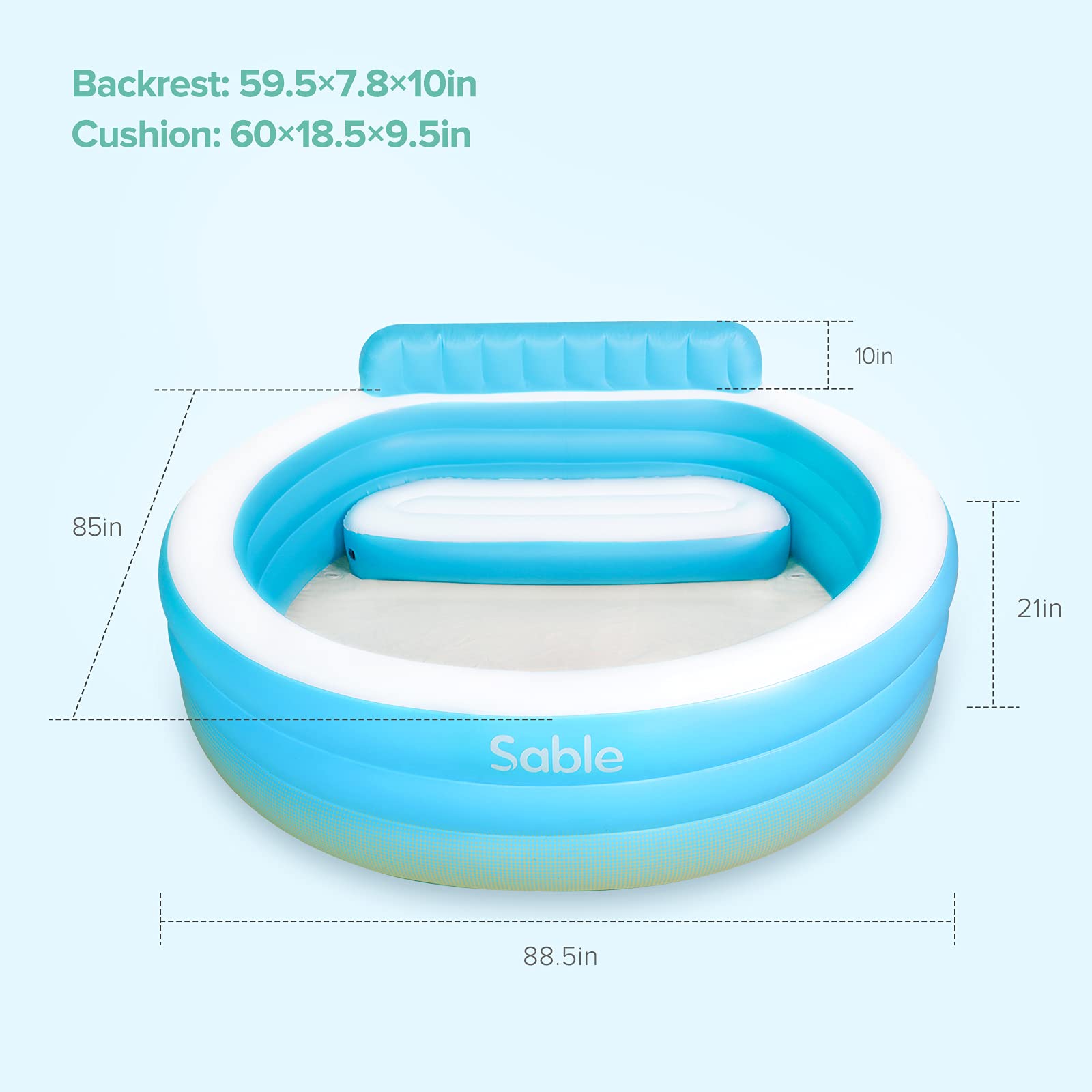 inflatable pool with backrest