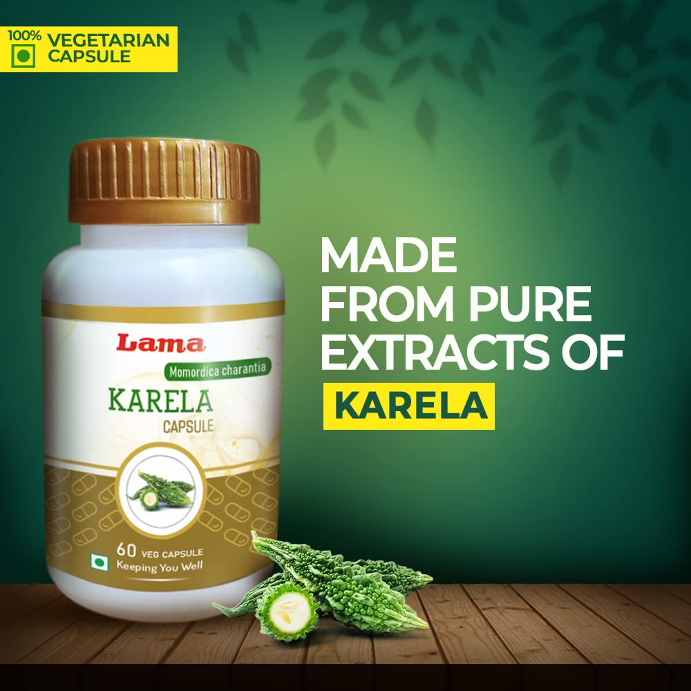 Lama Karela Capsule (Momordica charantia), With Pure Natural Extracts of Karela, Helps to control blood sugar level and healthy digestion, Natural Blood Purifier for Glowing Skin (Each capsule 500 mg) - 60 Vegetarian Capsules - Image 4 thumbnail