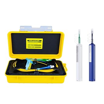 SC/APC-LC/UPC OTDR Launch Cable Box, with 2 Pcs Pen Type Fiber Cleaners, Dead Zone Eliminator, G.657A1 Bend-Insensitive Fiber Cable1000 Meters, Ultra-Low Insertion Loss