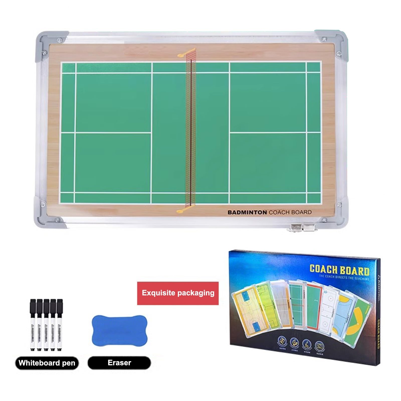 Carpeta Entrenamiento, Kit Entrenamiento Fichas Magneticas, Pizarra Tactica, Tablero de Entrenamiento de Bádminton Táctico Premium, Diseño de Gancho de Acero Inoxidable