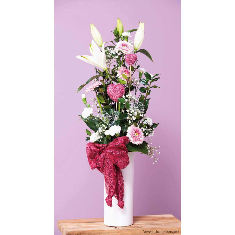Bianco Ceramica - Set Da 2 Vasi In Ceramica Bianca, Cilindrici 8,2x21,5 Cm - Eleganti Per Fiori E Decorazione Tavola, In Gift Box