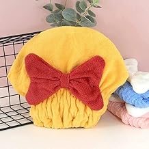 Microfiber Hair Towel Wrap Bow Quick Dry Hair Towel (Yellow)